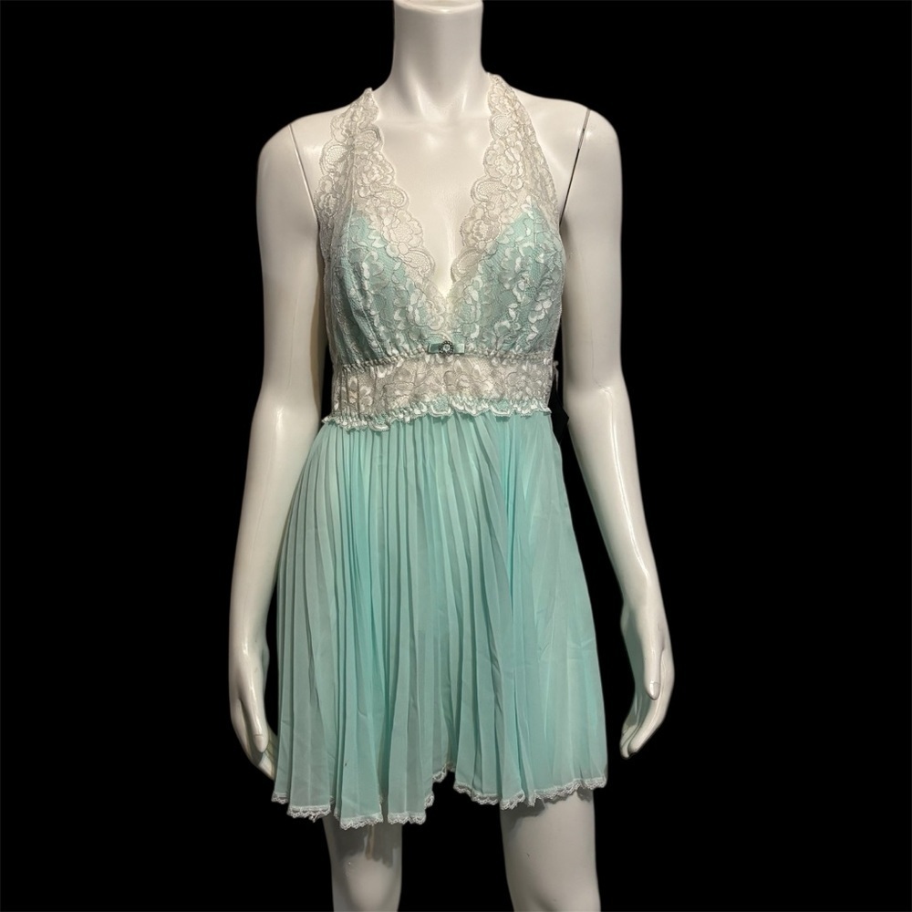 Cinema Etoile 2 pc Blue Lace Babydoll Slip w/ Thong  Size XL NWT